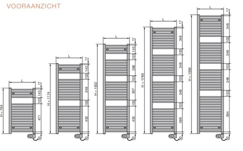 Vasco E-Bano elektrische radiator 50x178,9cm - witte regelaar - wit RAL 9016