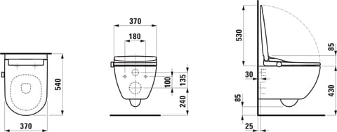 Laufen Cleanet Pro X douche wc 54cm SilentFlush wit