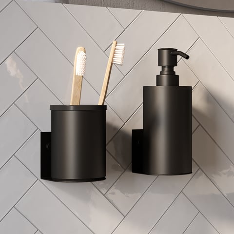 Brauer zeepdispenser en beker - mat zwart