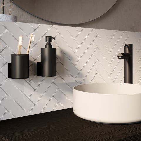 Brauer zeepdispenser en beker - mat zwart