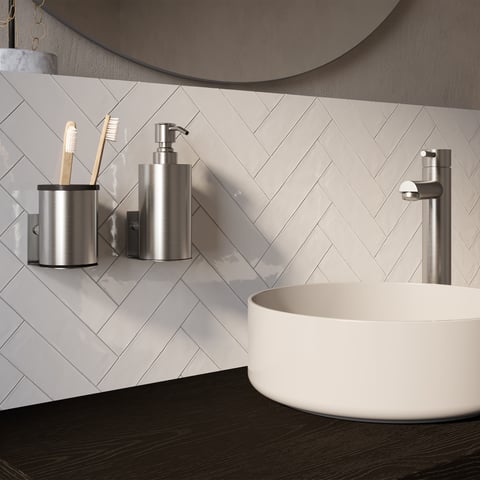 Brauer zeepdispenser en beker - geborsteld RVS