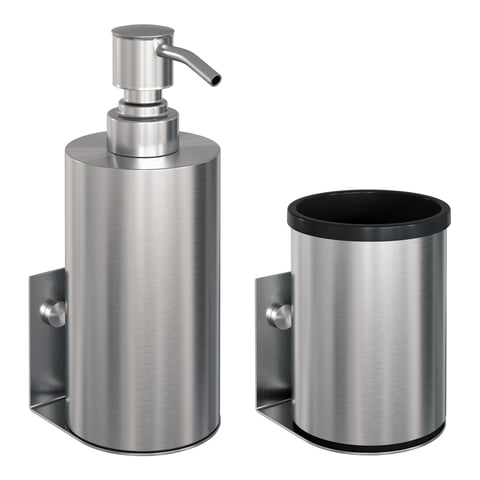 Brauer zeepdispenser en beker - geborsteld RVS