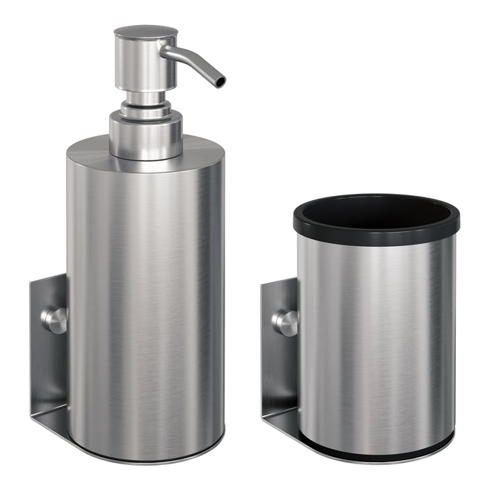 Brauer zeepdispenser en beker - geborsteld RVS