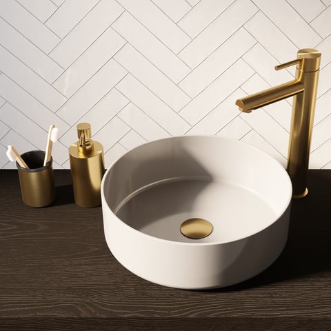 Brauer zeepdispenser en beker - goud geborsteld