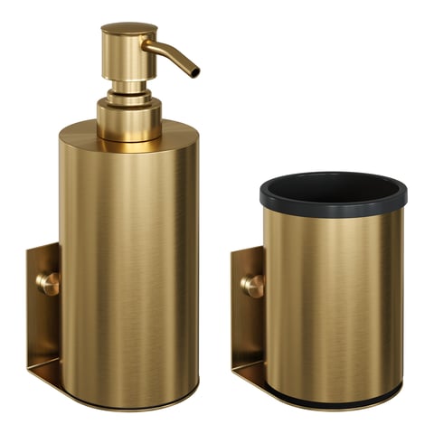 Brauer zeepdispenser en beker - goud geborsteld