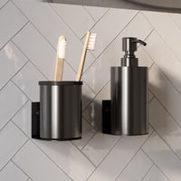 Brauer zeepdispenser en beker - geborsteld gunmetal