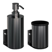 Brauer zeepdispenser en beker - geborsteld gunmetal