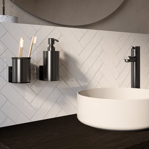 Brauer zeepdispenser en beker - geborsteld gunmetal