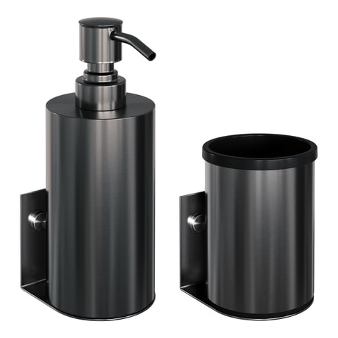 Brauer zeepdispenser en beker - geborsteld gunmetal
