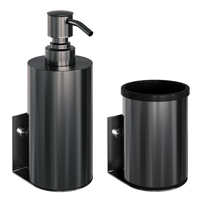 Brauer zeepdispenser en beker - geborsteld gunmetal