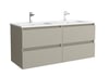 Alvoro Vela badmeubel 120cm - keramische wastafel dubbel wit - 2 kraangaten - mat grijs