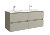Alvoro Vela badmeubel 120cm - keramische wastafel dubbel wit - 2 kraangaten - mat grijs