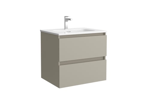 Alvoro Vela badmeubel 60cm - keramische wastafel midden wit - 1 kraangat - mat grijs