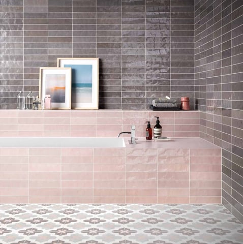 Gazzini Colorart wandtegel 6x24cm - gloss pink