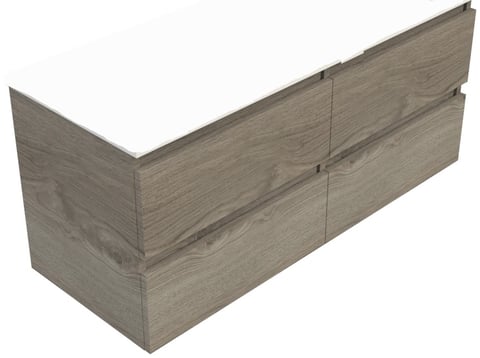 Blinq Tania badmeubel 120cm - keramische wastafel wit - 4 laden - zilver eiken