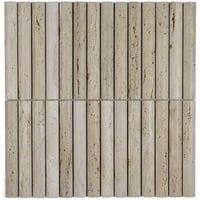 The Mosaic Factory Kitkat convex mozaïektegel 1,9x15,2cm - travertine