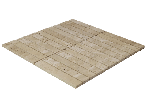 The Mosaic Factory Kitkat flat mozaïektegel 2,2x14,8cm - travertine