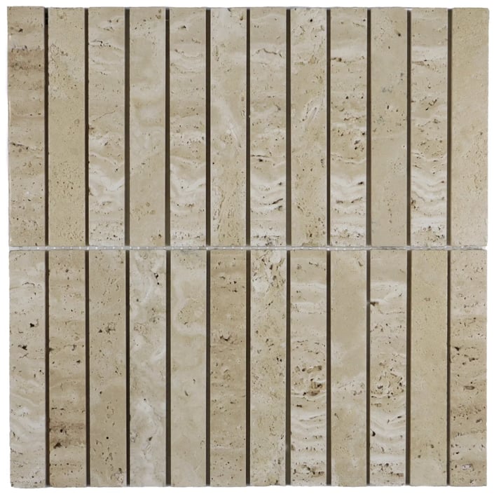 The Mosaic Factory Kitkat flat mozaïektegel 2,2x14,8cm - travertine