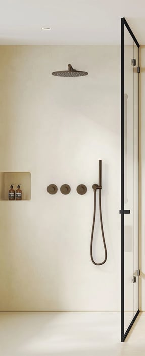 Alvoro Aura inbouw regendoucheset - hoofddouche 30cm - staafhanddouche - 40cm wandarm - wandsteun - geborsteld brons PVD
