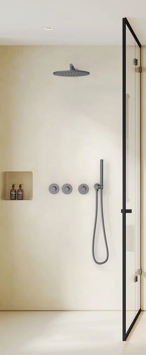 Alvoro Aura inbouw regendoucheset - hoofddouche 30cm - staafhanddouche - 40cm wandarm - wandsteun - geborsteld gunmetal PVD