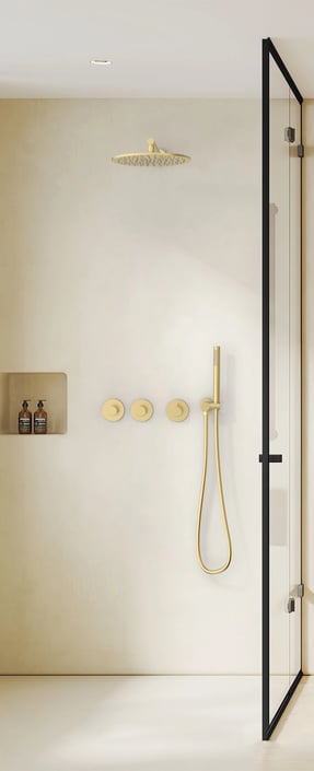 Alvoro Aura inbouw regendoucheset - hoofddouche 30cm - staafhanddouche - 40cm wandarm - wandsteun - geborsteld messing PVD