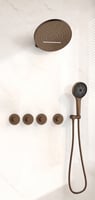 Alvoro Aura inbouw regendoucheset - hoofddouche 2 functies - 3-standen handdouche - wandsteun - geborsteld brons PVD