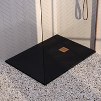 Brauer Asteroid douchebak mineraalmarmer - 140x80cm - mat zwart