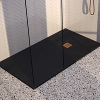 Brauer Asteroid douchebak mineraalmarmer - 160x80cm - mat zwart