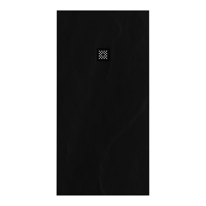 Brauer Asteroid douchebak mineraalmarmer - 180x80cm - mat zwart