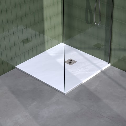 Brauer Asteroid douchebak mineraalmarmer - 80x80cm - mat wit