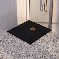 Brauer Asteroid douchebak mineraalmarmer - 80x80cm - mat zwart