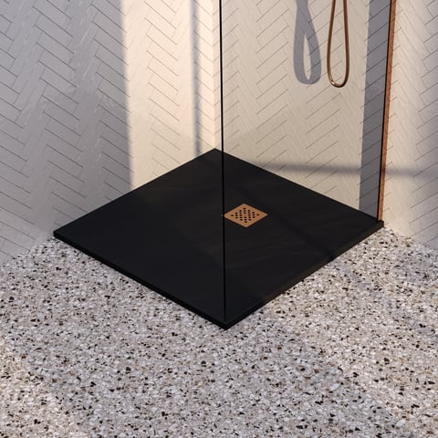 Brauer Asteroid douchebak mineraalmarmer - 80x80cm - mat zwart