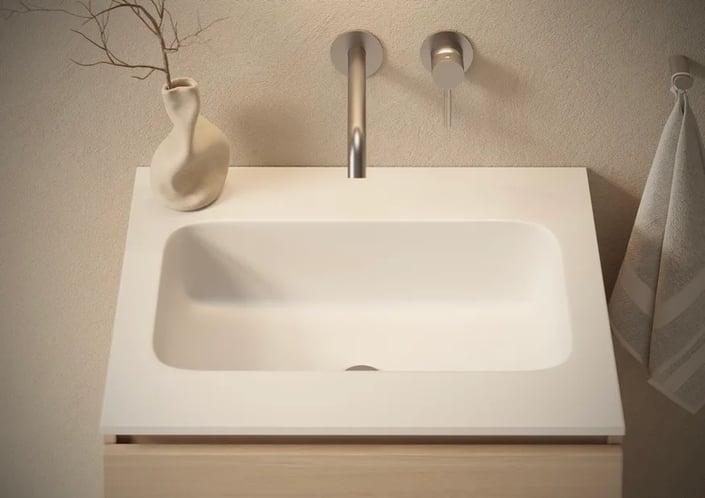 Martens & Meijer Arq meubelwastafel 120x46cm solid surface - zonder kraangat - mat wit
