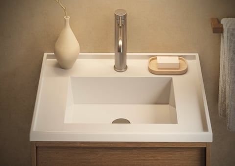 Martens & Meijer Lume meubelwastafel 60x46cm keramiek - zonder kraangat - mat wit
