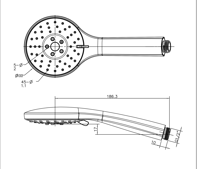 Regn handdouche rond 3 standen - geborsteld champagne PVD