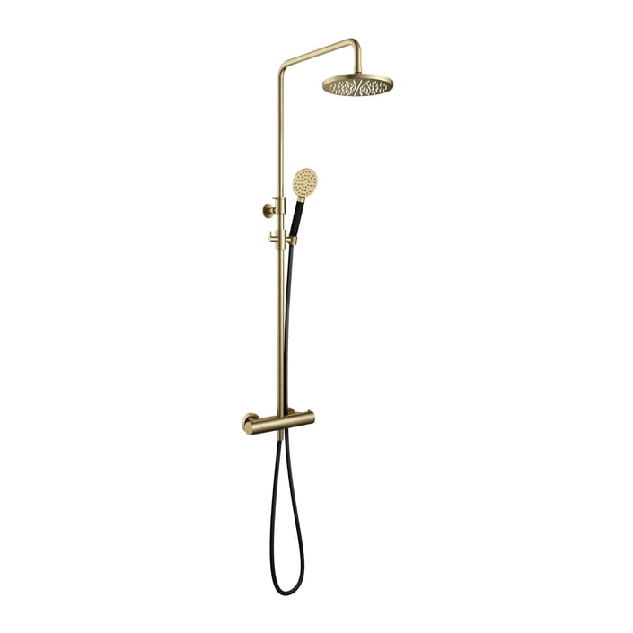 Hotbath Cobber SDS9 thermostatische stortdoucheset - ronde handdouche - 20cm hoofddouche - geborsteld messing