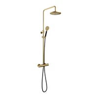 Hotbath Cobber SDS9 thermostatische stortdoucheset - ronde handdouche - 20cm hoofddouche - geborsteld messing PVD