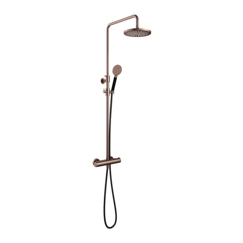 Hotbath Cobber SDS9 thermostatische stortdoucheset - ronde handdouche - 20cm hoofddouche - geborsteld koper PVD