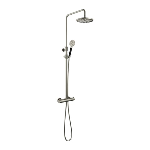 Hotbath Cobber SDS9 thermostatische stortdoucheset - ronde handdouche - 20cm hoofddouche - geborsteld nikkel