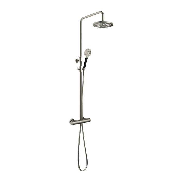 Hotbath Cobber SDS9 thermostatische stortdoucheset - ronde handdouche - 20cm hoofddouche - geborsteld nikkel