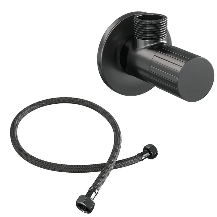 Brauer Stripe hoekstopkraan compleet met slang - geborsteld gunmetal PVD