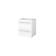 Basic Line 46 badmeubel - 60x46cm - opbouwgrepen - 2 laden - acryl wastafel zonder kraangat - Ice White