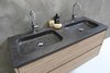 Proline Elegant badmeubel met hardsteen wastafel met 1 kraangat en onderkast symmetrisch - Raw oak - 60x46cm (bxd)
