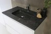 Proline Elegant badmeubel met hardsteen wastafel zonder kraangat en onderkast a-symmetrisch - Glans wit - 80x46cm (bxd)