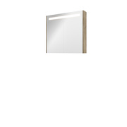 Bewonen Premium spiegelkast met LED verlichting - met 2 houten deur - Raw oak - 80x74cm