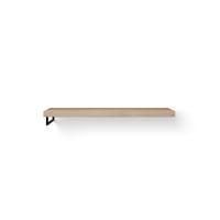Looox Wooden Base Shelf Solo wastafelblad 140x46cm - zwarte handdoekhouder links - old grey
