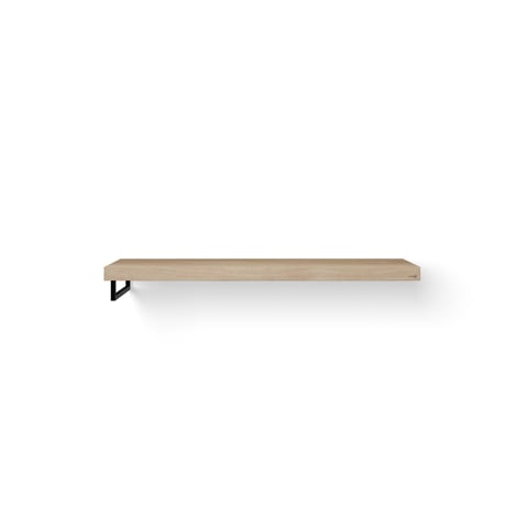 Looox Wooden Base Shelf Solo wastafelblad 140x46cm - zwarte handdoekhouder links - old grey