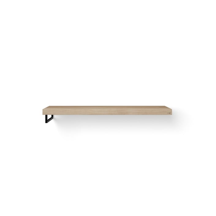 Looox Wooden Base Shelf Solo wastafelblad 140x46cm - zwarte handdoekhouder links - old grey