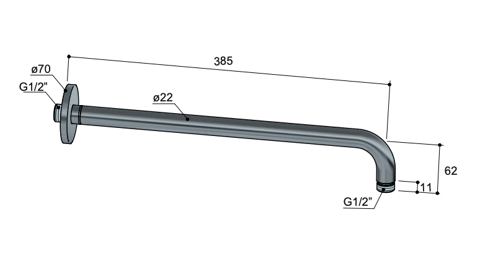Hotbath Mate M450 wandarm rond 35cm geborsteld nikkel