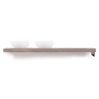 Looox Wooden Base Shelf Solo wastafelblad 200x46cm - zwarte handdoekhouder rechts - old grey
